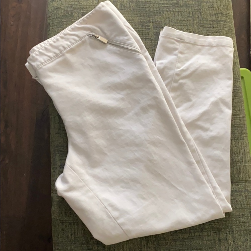 Vince Camuto White Ankle Pants Zip Pockets Size 10